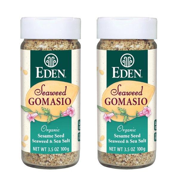 Eden Seaweed Gomasio, Sesame Salt, Organic Sesame Seeds, Sea Salt, Dulse, Nori, and Kombu, Macrobiotic, Furikake, Seasoning, 3.5 oz glass jar (2-Pack)