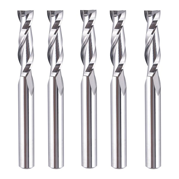 SpeTool 5Pcs Spiral Router Bits UpCut 1/4 inch Cutting Diameter 1/4 inch Shank Router Bit Set HRC55 Solid Carbide CNC End Mill for Woodworking Mortise Slot Carving Engraver
