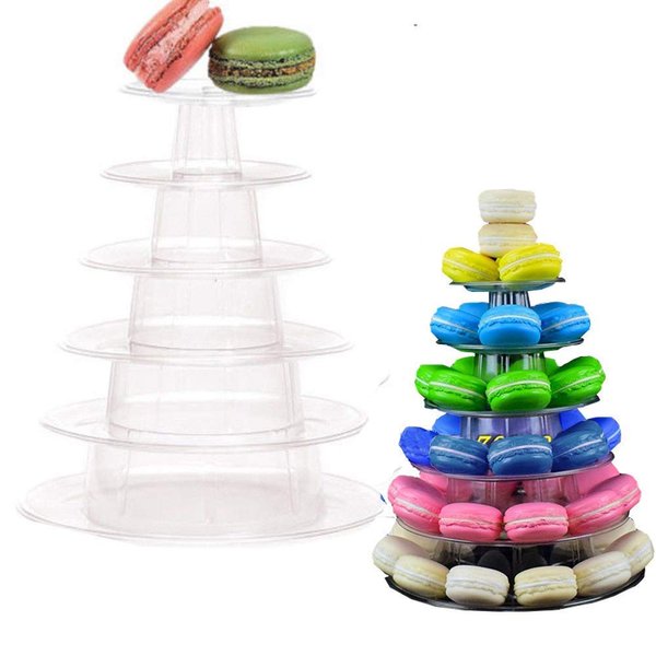 6 Tiers Round Macaron Tower Stand Cake Display Rack Cupcake Stand Desserts Display for Wedding Birthday Decor