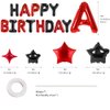 Red and Black Birthday Party Decorations, Red Happy Birthday Decorations for Men Women with Happy Birthday Balloon Banner, Fringe Curtains,Star Balloons Kit for Boys Girls Birthday Party Supplies