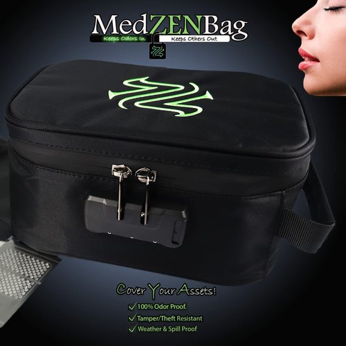 Zenzational MedZenBag, Odor Proof Bag with Combination Lock, Medicine Storage Container, Activated Carbon Lining, Waterproof Stash Bag