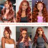 KINSTAR 13x6 Reddish Brown Lace Front Wigs Human Hair HD Lace Front Wigs Human Hair 180 Density Body Wave Frontal Wigs Human Hair with Baby Hair Colored Glueless Wigs 12Inch