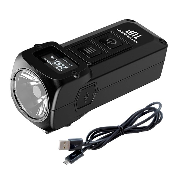 Nitecore Tup 1000 Lumen Rechargeable EDC Flashlight with Digital Display and LumenTac Charging Cable (Black)