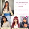 X-TRESS Black Wig with Bangs Human Hair,16Inch Straight Wigs with Bang Wear and Go Glueless Wig for Women,Full Machine Made No Lace Front Wigs 100% Human Hair Bang Wigs(16Inch)