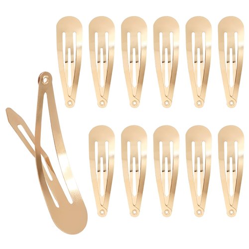 Coufce 50 Pack 2 Inch Black Metal Snap Hair Clips, Bend Hair Clips Non-Slip Hair Barrettes for Girls and Women Stylish Hair Accessories (Gold)