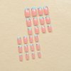 IMRAIN Press on Nails Short Square Fake Nails Blue French Tips False Nails Glossy Gel Squoval Nails Full Cover Cherry Acrylic Nails for Women Girls 24Pcs