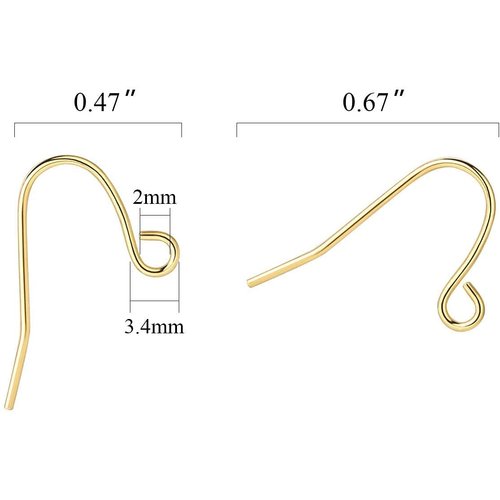 Alexcraft Gold Earring Hooks 200PCS 14K Gold Plated Earring Hooks for Jewelry Making Hypoallergenic Gold Earring Findings for Jewelry Making Bulk Pack