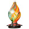 LUJII Ice Cream Shaped Spiral Hummingbird Feeder for Outdoors Hanging, Hand Blown Glass, 28 fl.oz, Leak Proof & Rustproof, Includes an Ant Moat, Unique Garden, Outside & Backyard Decor (Ribbon)
