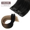 FUBILI Clip in Human Hair Extensions Balayage Natural Black to Chocolate Brown Mix Caramel Blonde Ombre Real Hair Clip on Extensions 20 Inch Natural Hair Extensions 30g 5Pcs