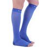 Doc Miller Open Toe Compression Socks, 20-30 mmHg, Toeless, Support Circulation, Shin Splints, Calf Recovery, Post Op, Knee High, Medical Grade, Blue Socks, Small Size for Men & Women, Pair