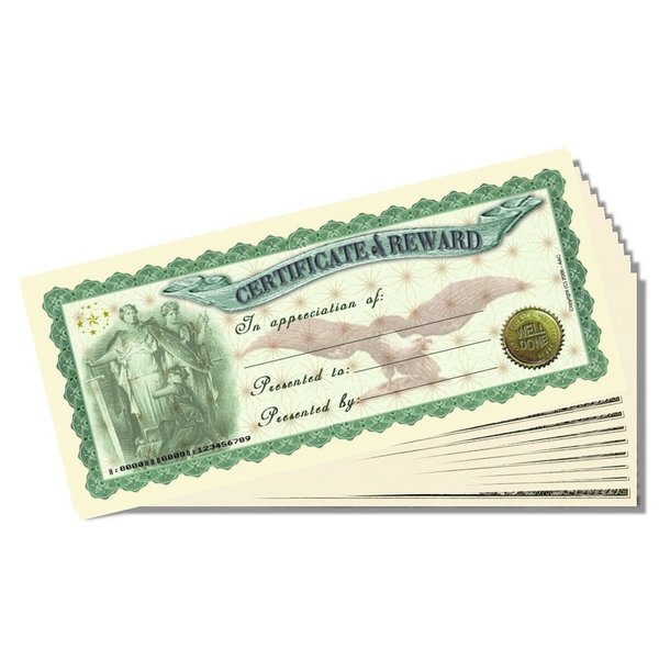 Certificate of Reward from our Novelty Bill Collection - Set of 10 With 1 Bonus Christopher Columbus Bill
