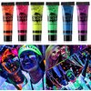 Amareu Glow in Dark Body Paint Body&Face Glow Backlight Neon Fluorescent 0.34oz Set of 6 Tubes