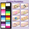 Face Painting Kit - Professional Rainbow Split Cake for Body & Face Makeup, Water Activated, 8 x 10g, with Stickers, Brushes, Sponges, for Halloween, Christmas, Easter, Parties
