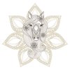 EW Designs Delicate Cream Feminine Horse with Mandala Flowers Vinyl Decal Bumper Sticker (4" Wide)