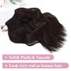 S-noilite One Piece Clip in Hair Extensions 18 Inch U-Shaped Dark Brown Hair Extensions Weft with 5 Clips 3/4 Full Head Long Wavy Synthetic Curly One Piece Thick Hairpieces for Women,#6/8