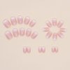 RUPOFUZA Acrylic Press on Nails Short Fake Nails, 24Pcs Square False Nails with White Ombre Press on Nails Designs Glossy Artificial Nails Stick on Nails for Women Girls