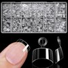 Bellelfin 600Pcs Short Square Nail Tips, Half Cover Square Acrylic Nails Tips Extra Short Clear Fake Nails Square Gel x Nails 12Sizes for DIY Nail Salon