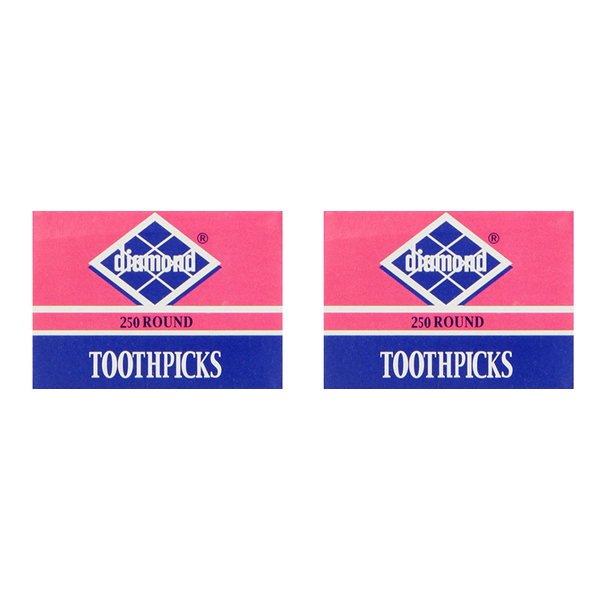 Diamond Toothpicks, Round Natural Wooden Bamboo Tooth Picks For Teeth, Appetizers and Cocktail 500 Count