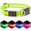 Vizpet LED Dog Collar, Light Up Dog Collar Adjustable USB Rechargeable Super Bright Safety Light Glowing Collars for Dogs(Medium,Green)