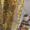Sutuo Home Taupe Sheer Curtains 96 Inches Long 2 Panels Set,Gold Foil Print Metallic Bronzing Leaves, Privacy Window Treatment Decor Drape Pair for Christmas Bedroom Kitchen Living Room 52" W x 96" L