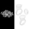 100pcs Ink Rings Cups, Pigment Rings, Makeup Beauty Tools, Tattoo Rings Cups Disposable Plastic Holder Tattoo Ink Pigment Ring Adhesive Makeup Rings Palette for Eyelash Extension Nail Art
