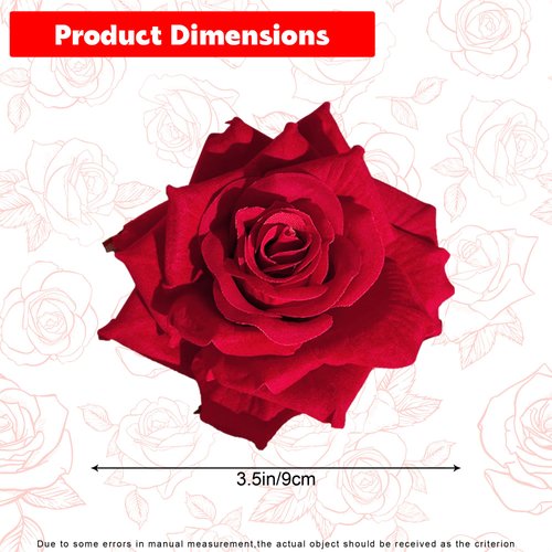 1 Pack Dry Rose Flower Hair Clip for Women, Red Rose Hair Clip Rose Clips For Hair Rose Flower Hair Clip For Women - Fabric Floral Hairpin Vintage Barrette Rose Clip (Red)