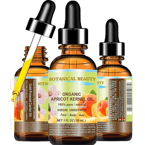 Botanical Beauty ORGANIC APRICOT KERNEL OIL Australian 100% Pure Virgin Unrefined Cold Pressed Carrier Oil 1 oz- 30 ml for Face Hair Body Nails Skin Anti-Aging