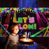 Neon Glow Party Backdrop Fabric Let Glow Background Glow Party Themed Backdrop Halloween Neon Birthday Party Decorations for Neon Themed Party Birthday Party, 5.9 x 3.6 Ft