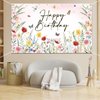 Avezano Wildflower Birthday Backdrop Girls Floral Birthday Banner Spring Wildflower Birthday Party Decorations Background 70.8 x 43.3 inch
