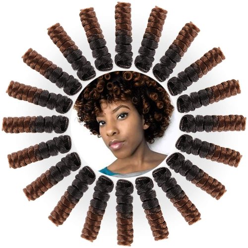 BECUS 3Packs 20inch Saniya Kenzie Curl Short Curly Crochet Braids Hair Extension for Black Women Curl Diameter (16mm) Tapered Cut Jamaican Bounce Jumpy Wand Hair Extensions(#1B/30)