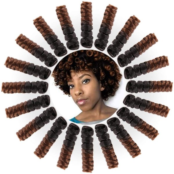 BECUS 3Packs 20inch Saniya Kenzie Curl Short Curly Crochet Braids Hair Extension for Black Women Curl Diameter (16mm) Tapered Cut Jamaican Bounce Jumpy Wand Hair Extensions(#1B/30)