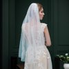 azaleas Wedding Bridal Veil with Comb 1 Tier Cut Edge Fingertip&Cathedral Length Pearl(V05)