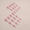 Pink Gradient Press on Nails Medium Square Fake Nails Pink Glue on nails Clear False Nails with Design Glitter Stick on Nails Upgrade Glossy Acrylic Nails for Women Girls Manicure 24pcs