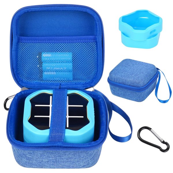 MGZNMTY Travel Storage Case and Silicone Cover Compatible with Giiker Tic Tac Toe Bolt Electronic Game, 3-in-1 Handheld Puzzle Game Console Toys Skin for Kids (Hard Case+Silicone Cover) (Blue)