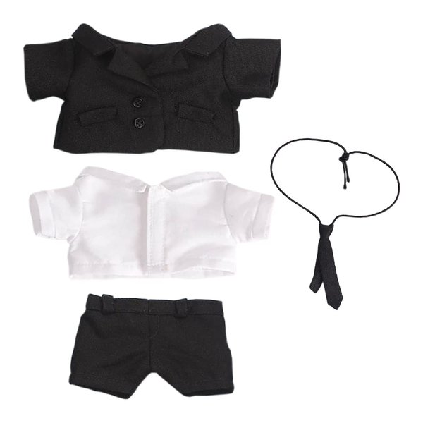 niannyyhouse Black Suit Coat Tie White Shirt Pants 7.8in（20cm） Plush Humanoid Stuffed Doll Clothes