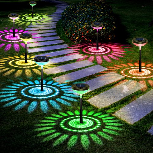 Nupostai Bright Solar Pathway Lights 2 Pack,Color Changing+Warm White LED Solar Lights Outdoor,IP67 Waterproof Solar Path Lights,Solar Garden Lights for Walkway Yard Backyard Lawn Decorative