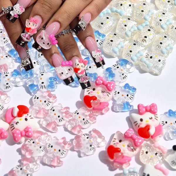 Tezocr Nail Charms Kawaii Nail Charms for Acrylic Nails Cute Resin Nail Design Cute Nail Art Charms Cartoon Nail Rhinestone Accessories DIY Craft Phone Case Decoration