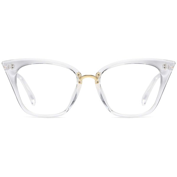 MORESHINE Cateye Anti Blue Light Blocking Computer Glasses Fashion Women Eyeglasses Frames Anti UV Clear Lens (Crystal)