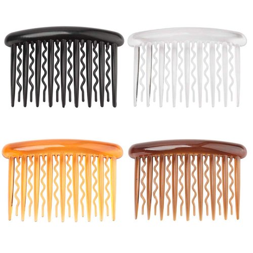 8 Pieces Plastic Hair Side Combs 17 Teeth Hair Clip Comb Straight & Wave Teeth Hair Combs Tortoise Side Comb Hair Accessories Bridal Wedding Veil Comb for Women Girls, Different 4 Colors
