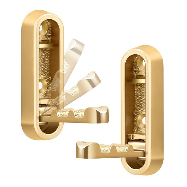 Folding Wall Hooks, 2 Pack Gold Wall Hooks for Hanging, Folding Invisible Hook with Screws, Metal Foldable Hook for Bathroom, Kitchen, Bedroom #Gold