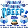 55Pcs Little Blue Truck Farm Theme 1st Birthday Party Decoration with Beep Beep Happy Birthday Banner Blue Truck Beep One Cake Topper for Kids Boys Girls First Birthday Party Supplies