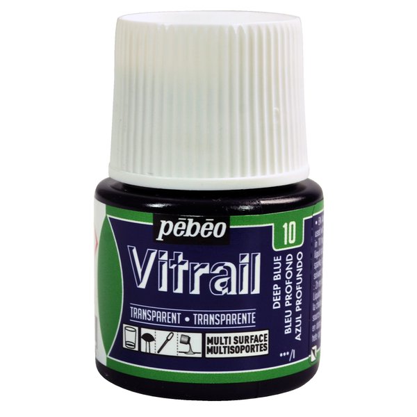 Pebeo Vitrail, Stained Glass Effect Paint, 45 ml Bottle - Deep Blue, 1.52 Fl Oz (Pack of 1)