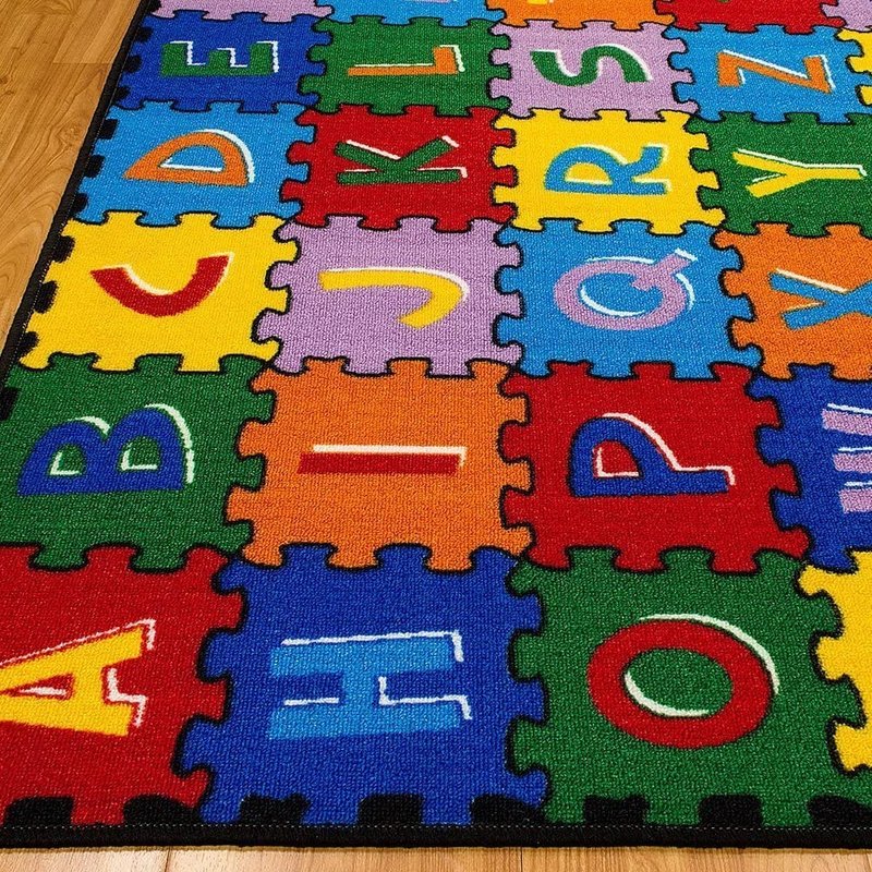 Kids Rugs Educational/Playtime Red Yellow Fun Learning Numbers ABC’s ...