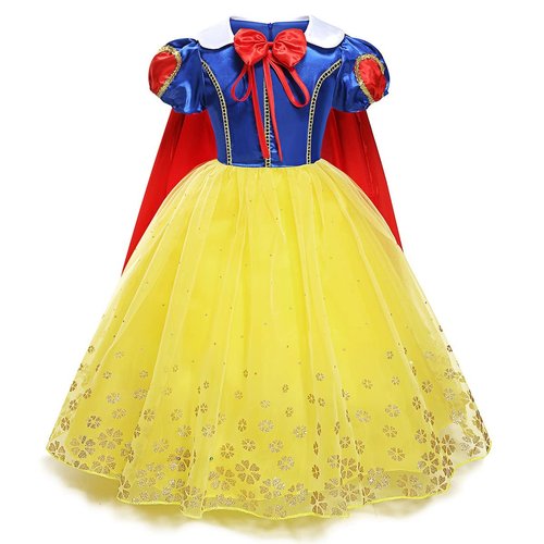 MYRISAM Snow White Princess Dress Up Costume Girls Halloween Carnival Cosplay Christmas Birthday Dress w/Cloak Accessories 3-4T
