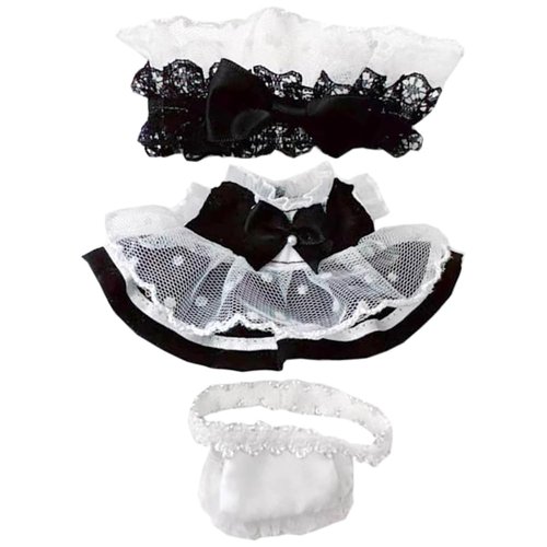 niannyyhouse 10cm Plush Doll Clothes Headdress Dresses Apron Black White Maid Outfit Dolls Dress Up Accessories