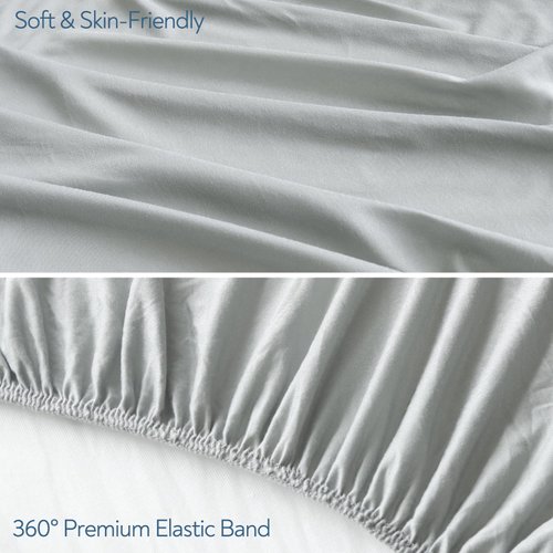 Stretchy Crib Sheets for Boys Girls, 2 Pack Baby Crib Sheets Fitted for Standard Crib and Toddler Bed Mattress 52" x 28", Soft and Breathable Fitted Crib Sheets Neutral, Grey