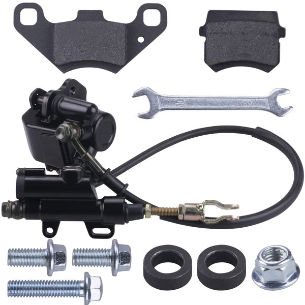 CNCMOTOK Rear Disc Brake Master Cylinder Caliper With Replaced Disc Brake Pad fit for 50cc 70cc 90cc 110cc 125cc Chinese TaoTao 110cc Peace Motorsports Quad Coolster 3050HD ATV Kids Four Wheeler