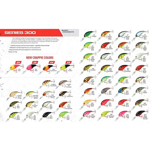 BANDIT LURES Series 300 Crankbait Bass Fishing Lures, Fisghing Accessories, Dives to 12-feet Deep, 2', 1/4 oz, Brown Fall Craw, (BDT3B50)