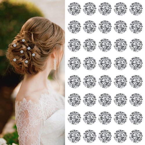 YISSION 40Pcs Mini Rhinestone Hair Clips Sparkly Crystal Hair Pins Small Decorative Hair Clips Wedding Hair Barrettes Silver Hair Clips Bridal Hair Accessories for Girls Women