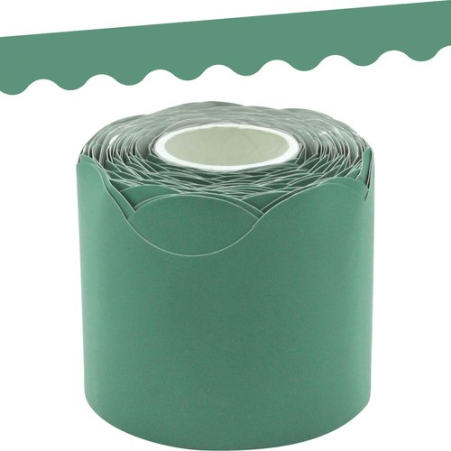 Teacher Created Resources Eucalyptus Green Scalloped Rolled Border Trim, 50 Feet